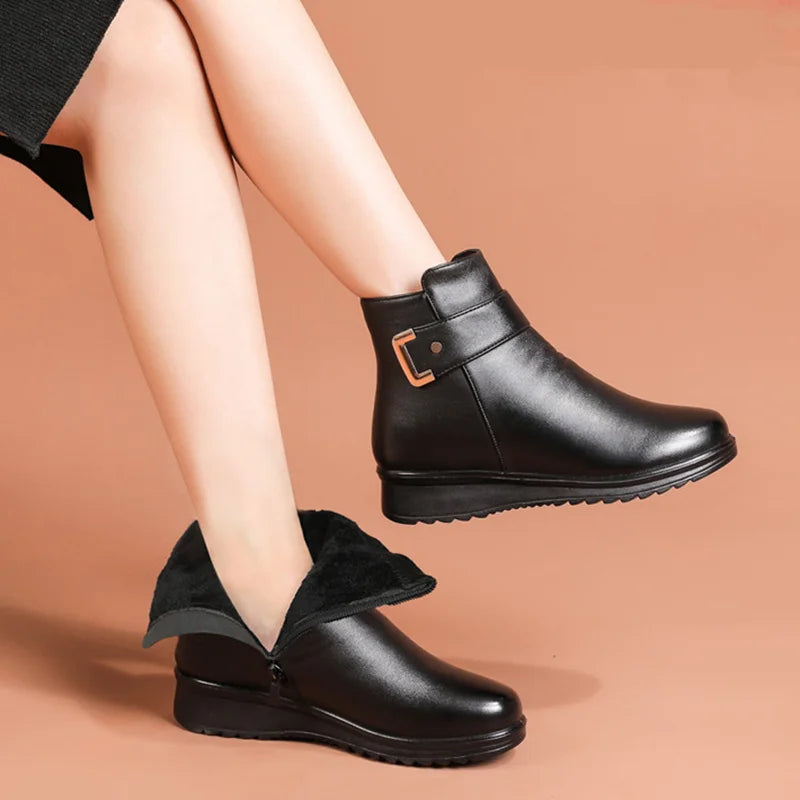 Isabel | Women’s Cozy Winter Boots with Strap Detail