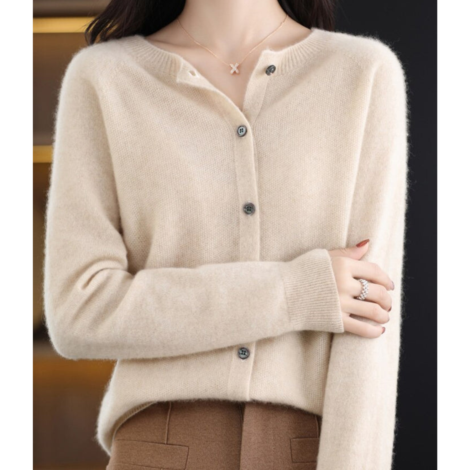 Isabella | Women’s Long Sleeve Classic Button Merino And Wool Sweaters
