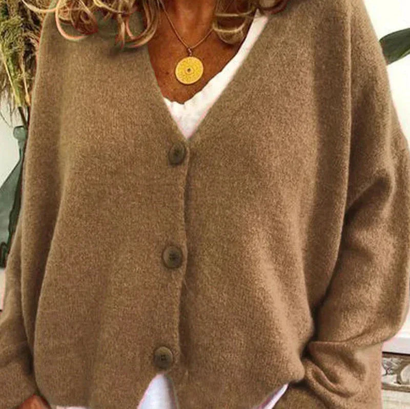 Claire | Women’s Loose Fit V-Neck Cozy Knit Cardigan