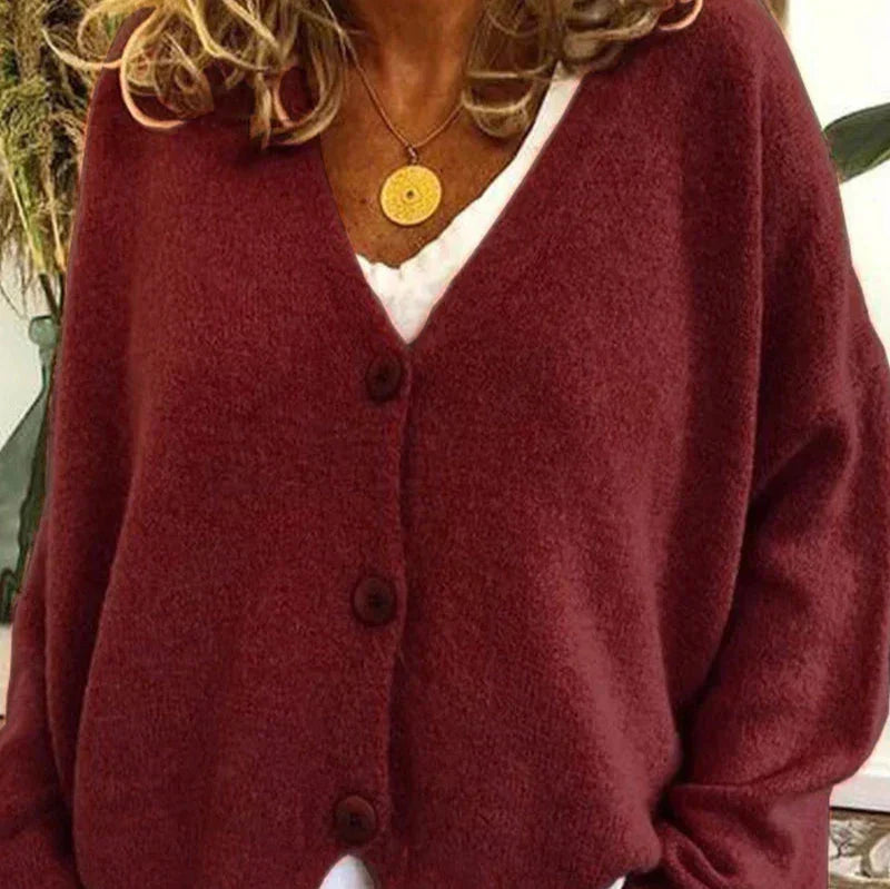 Claire | Women’s Loose Fit V-Neck Cozy Knit Cardigan