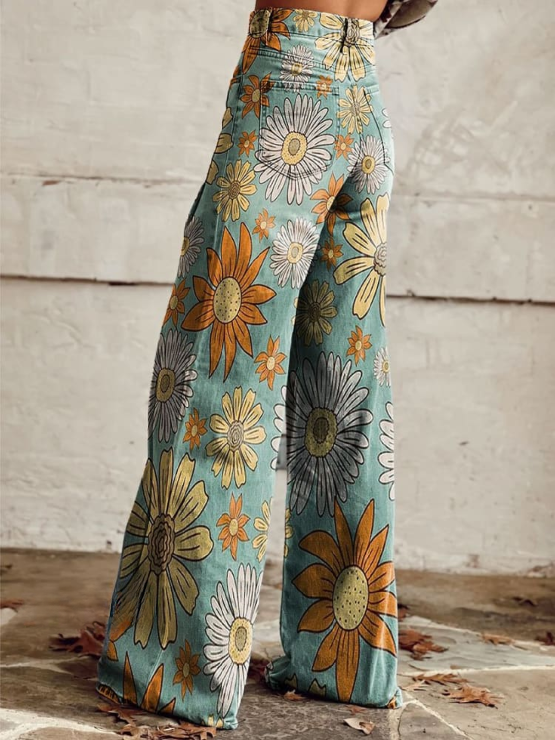 Eleanor | Wide Leg Jeans with Bold Floral Print for Women