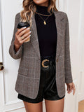 Danielle | Women Plaid Button Long Sleeve Blazer Jacket