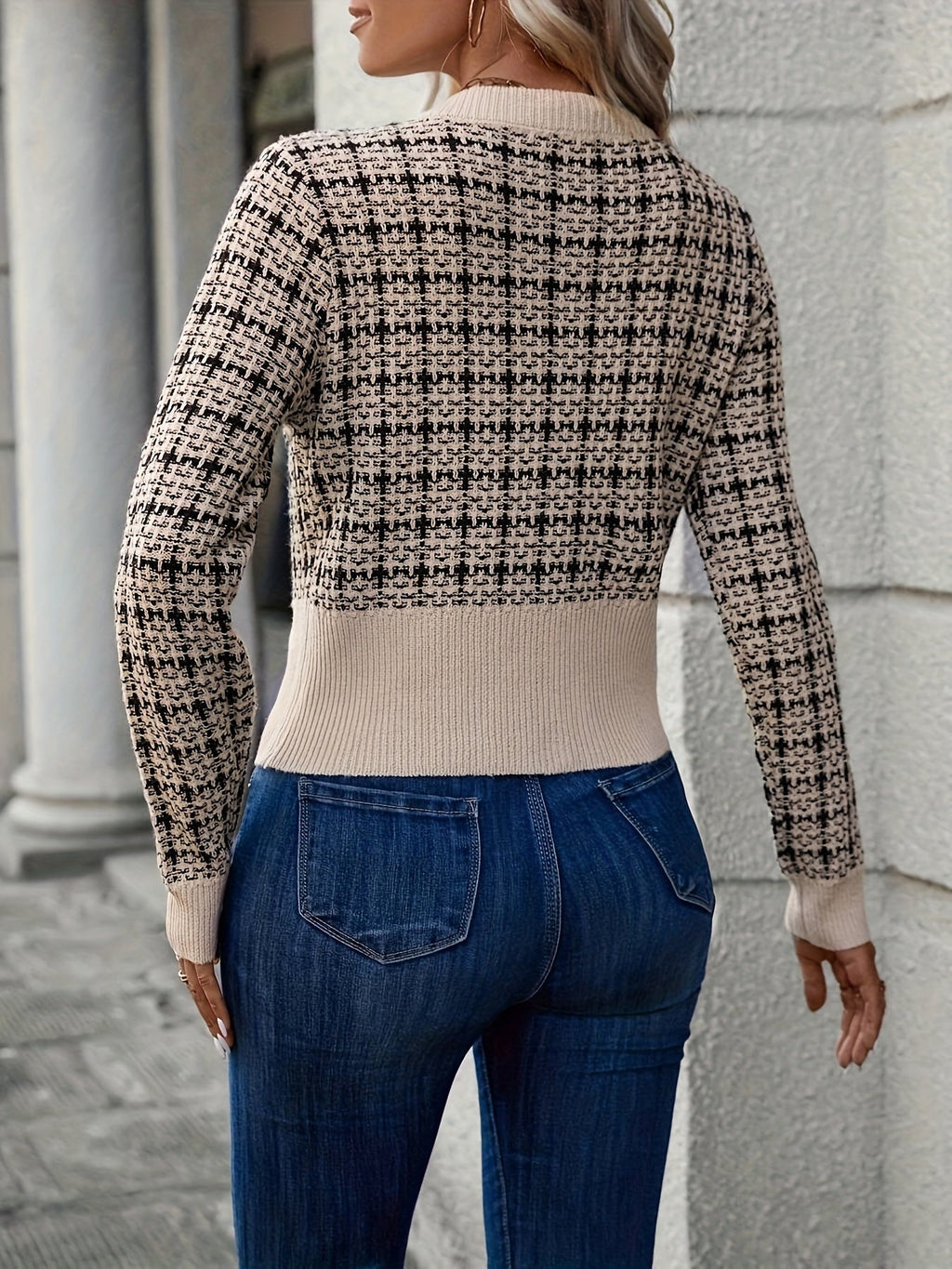 Emily | Women’s Tweed Button Front Knit Cardigan