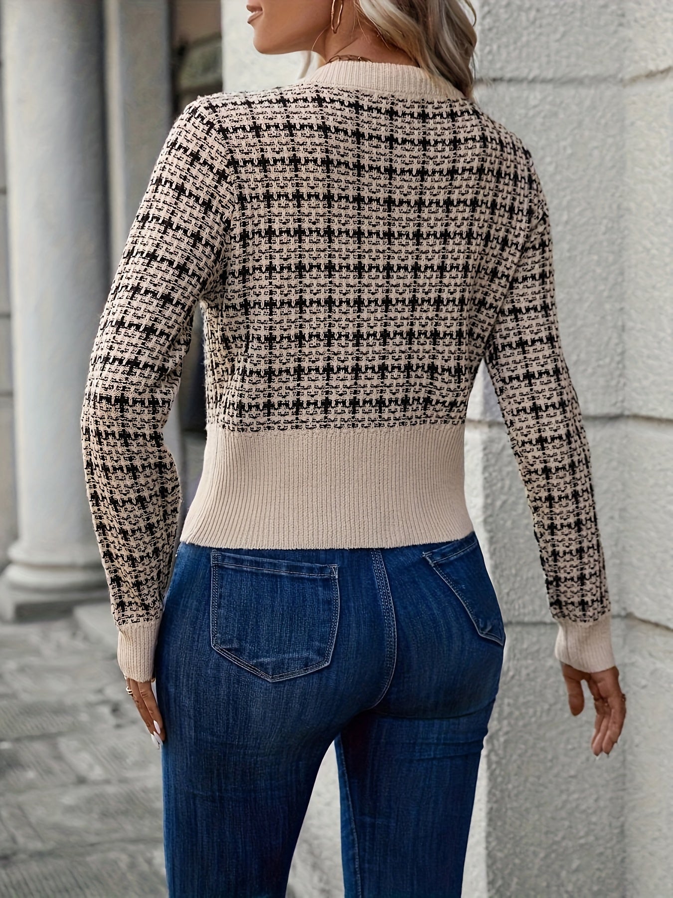 Emily | Women’s Tweed Button Front Knit Cardigan