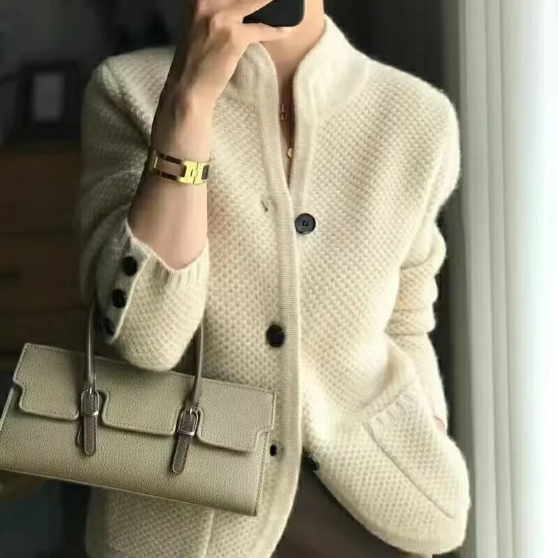 Gabrielle | Women’s Cozy Open Pocket Knit Button Cardigan