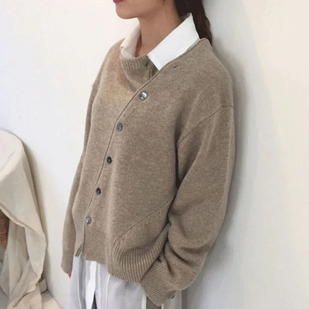 Isabella | Women’s Winter Cozy Asymmetrical Button Cardigan