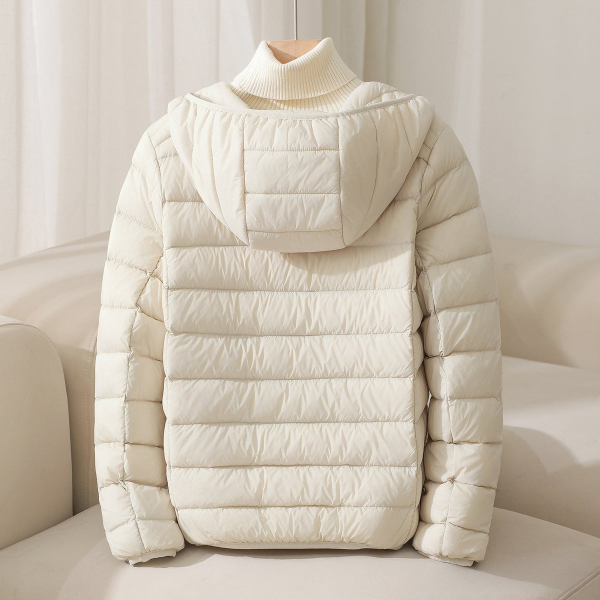 Lightweight Hooded Quilted Down Jacket