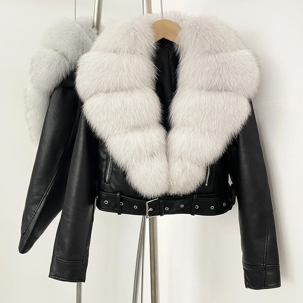 Marveil Fur Collared Aviator Jacket