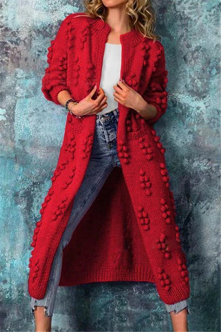 Grace | Women’s Long Knit Open Front Textured Cardigan