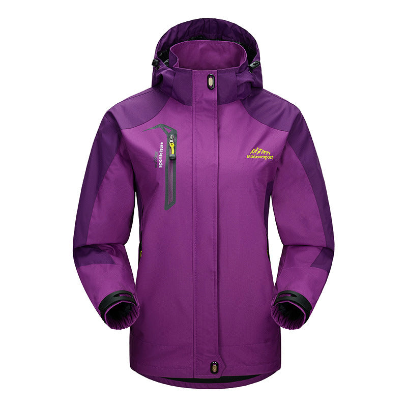 Outdoor Waterproof Jacket with Removable Hood for Women