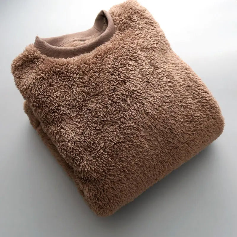 Relaxed Warm Textured Fleece Pullover