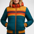Retro Colorblock Hooded Puffer Jacket