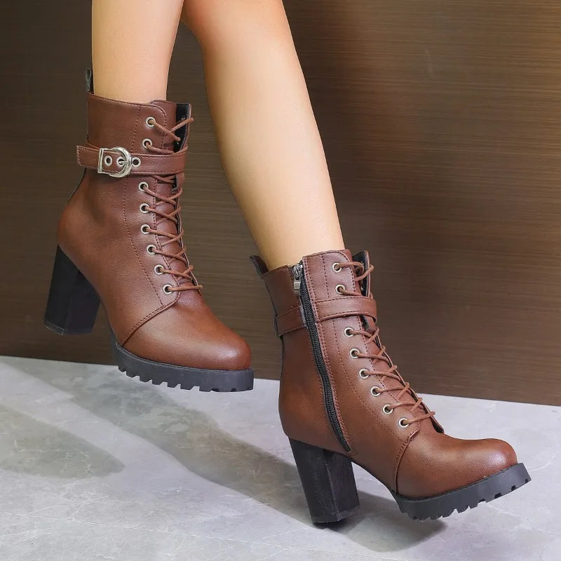 Jenny | Women’s Trendy Zip Ankle Boots With Lace