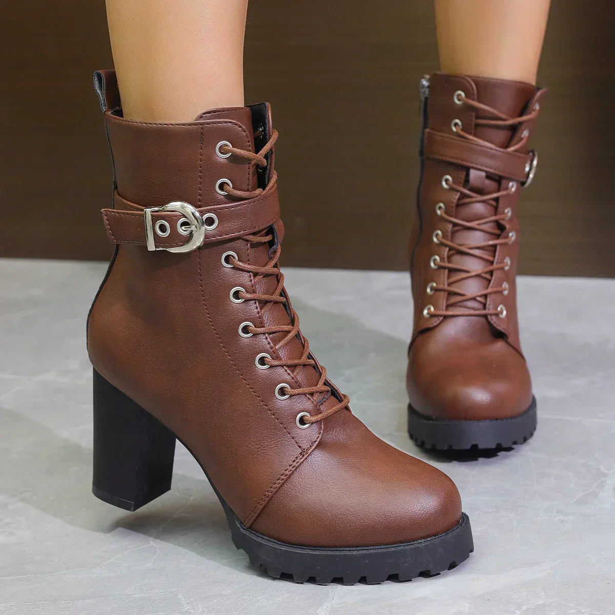 Jenny | Women’s Trendy Zip Ankle Boots With Lace