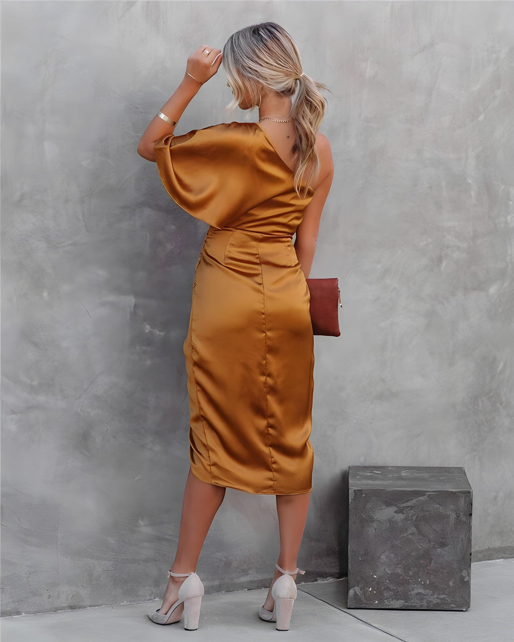 Ava | Women’s One Shoulder Wrap Midi Dress