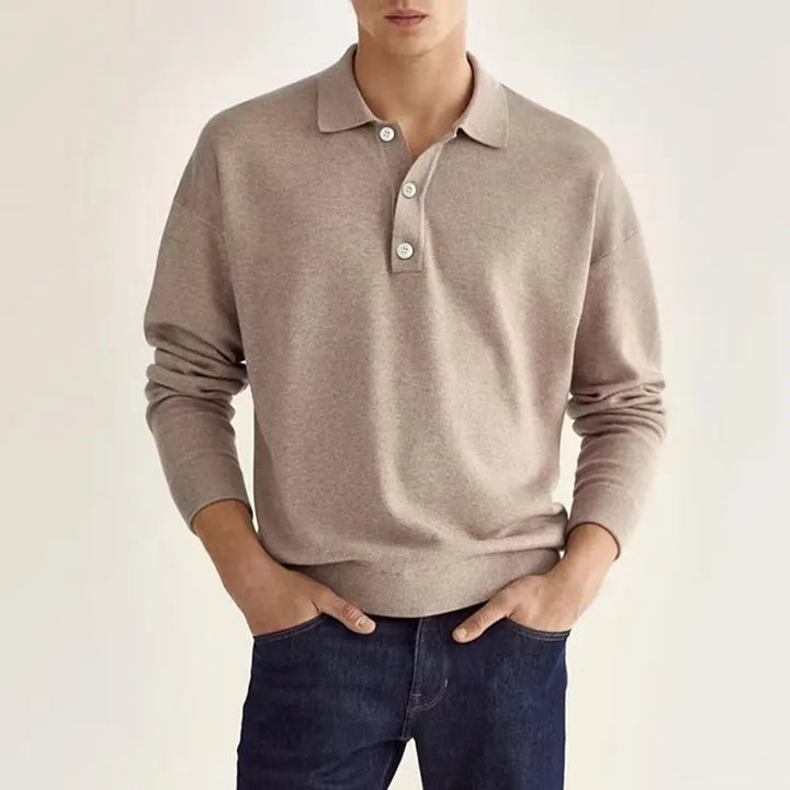 Clyde | Men’s Long Sleeve Casual Knit Polo Shirt