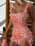 Jenny | Women’s Cocktail Dress with Fringe Feathers