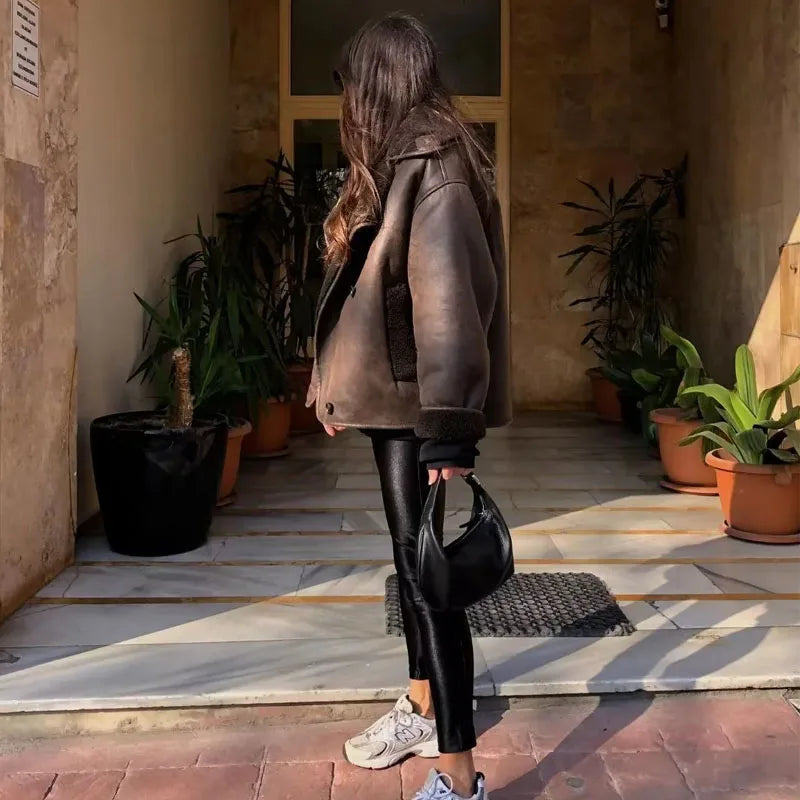 Hazel | Women's Shearling Aviator Jacket