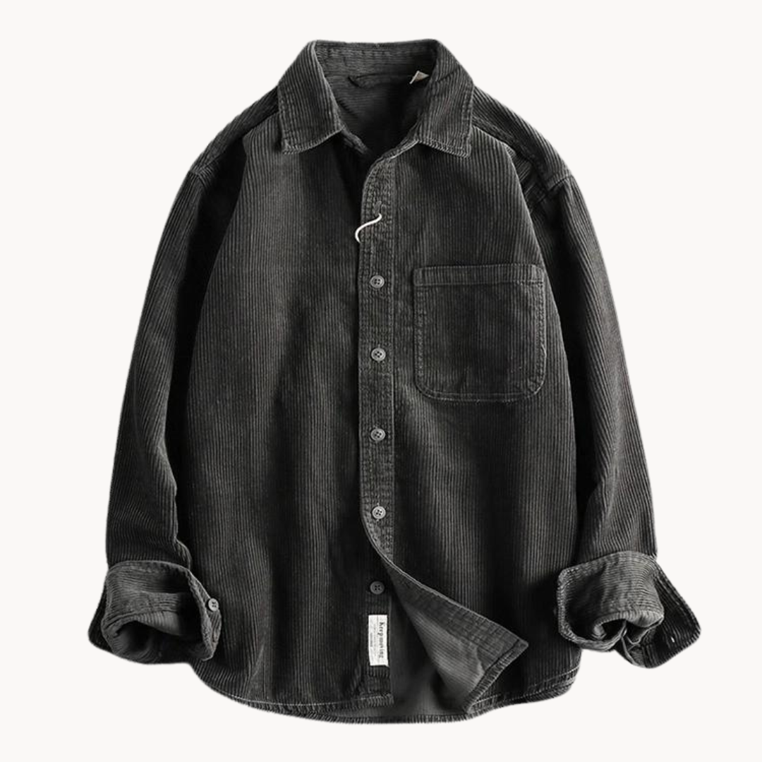 Zach | Men’s Casual Brown Corduroy Long Sleeve Shirt