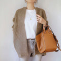 Women’s Fuzzy Knit Open Front Cardigan with Relaxed Silhouette