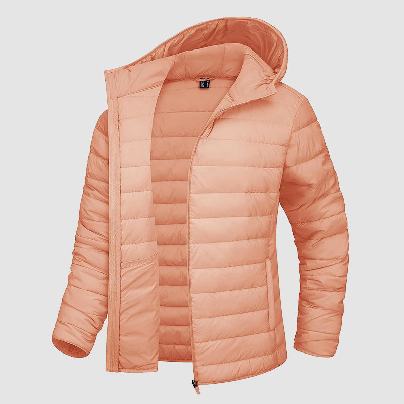 Women’s Hooded Puffer Jacket with Zip Pockets