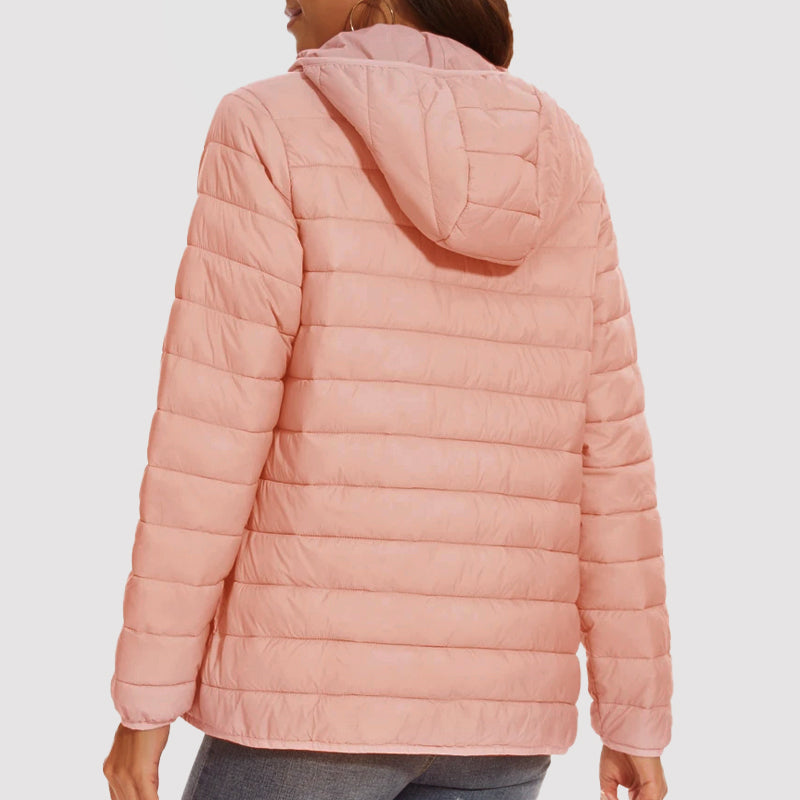 Women’s Hooded Puffer Jacket with Zip Pockets