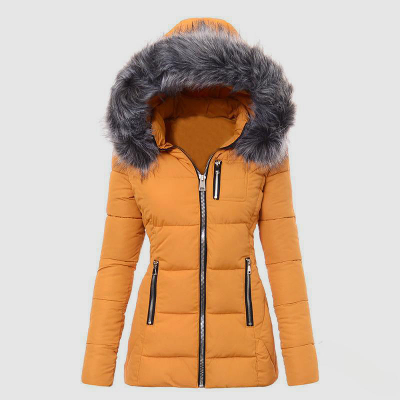 Women’s Hooded Puffer Parka with Faux-Fur Trim