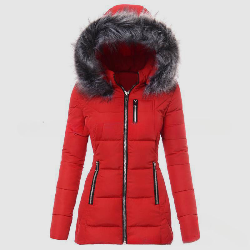 Women’s Hooded Puffer Parka with Faux-Fur Trim