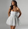 Emily | Women’s Strapless Pleated Mini Dress with Flared Hem