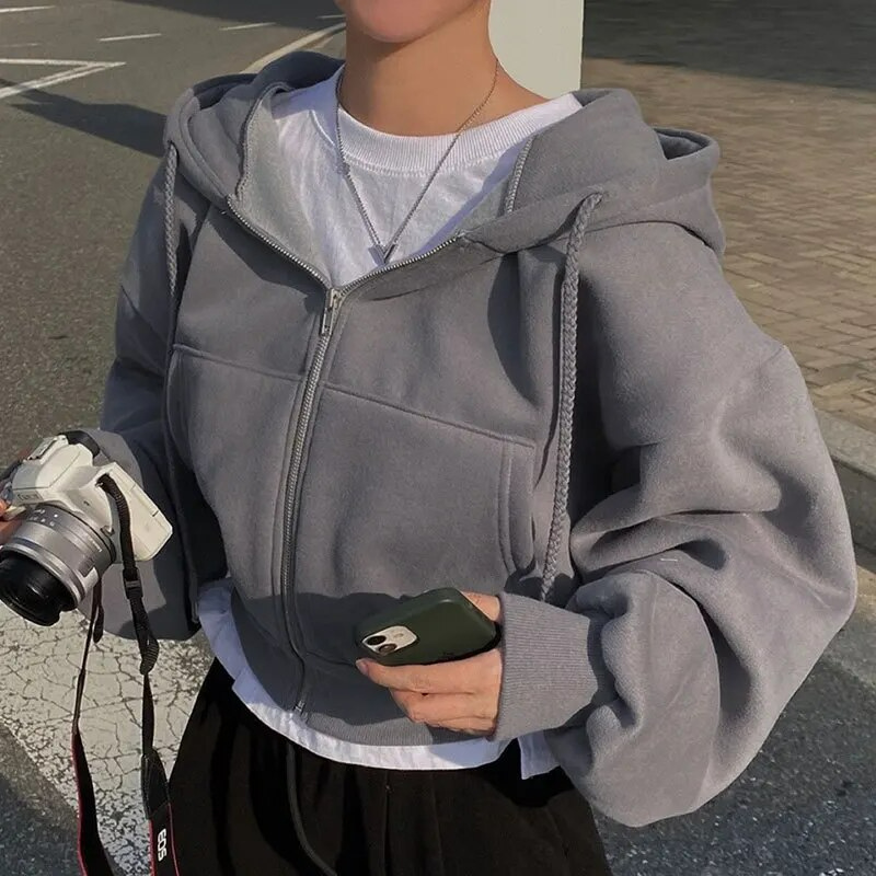 Kaitlyn | Women’s Winter Cropped Zip-Up Hoodie