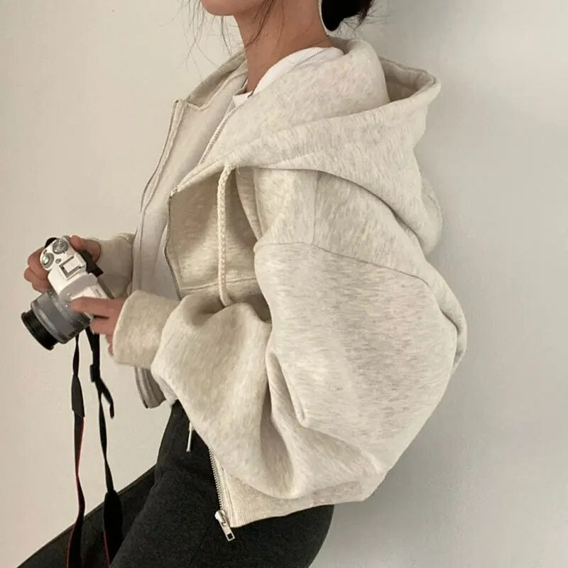 Kylie | Women's Stylish Zip Front Cropped Hoodie
