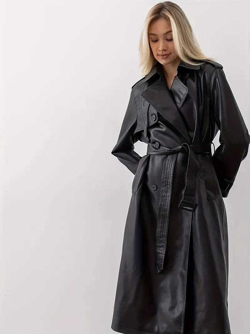 Eleanor | Women’s Long Belted Double-Breasted Trench Coat