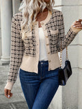 Emily | Women’s Tweed Button Front Knit Cardigan