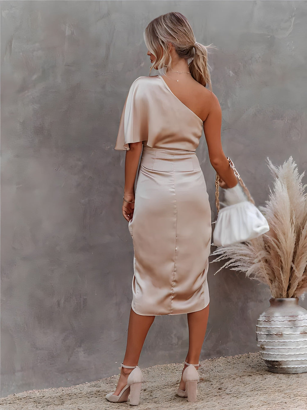 Ava | Women’s One Shoulder Wrap Midi Dress