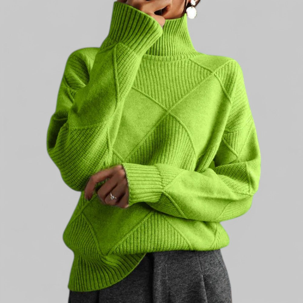 Rebecca | Women’s Winter Oversized Patterned Turtlenecks Sweater