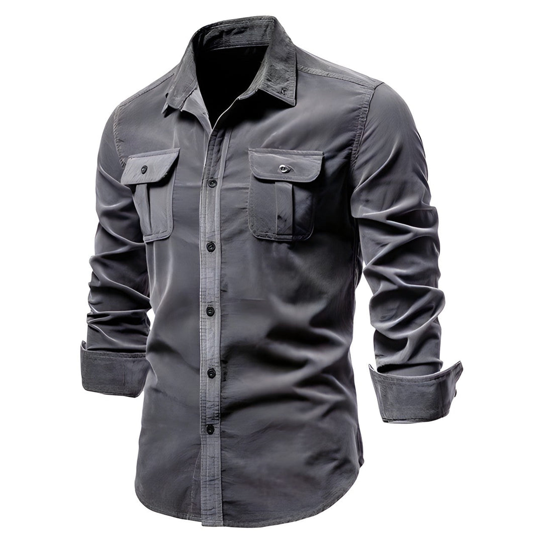 Adam | Men’s Casual Military Style Long Sleeve Shirt