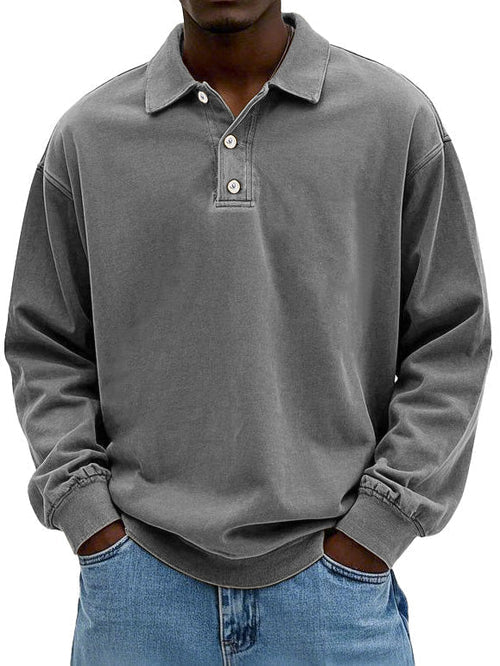William | Men’s Vintage Style Long Sleeve Polo Shirt