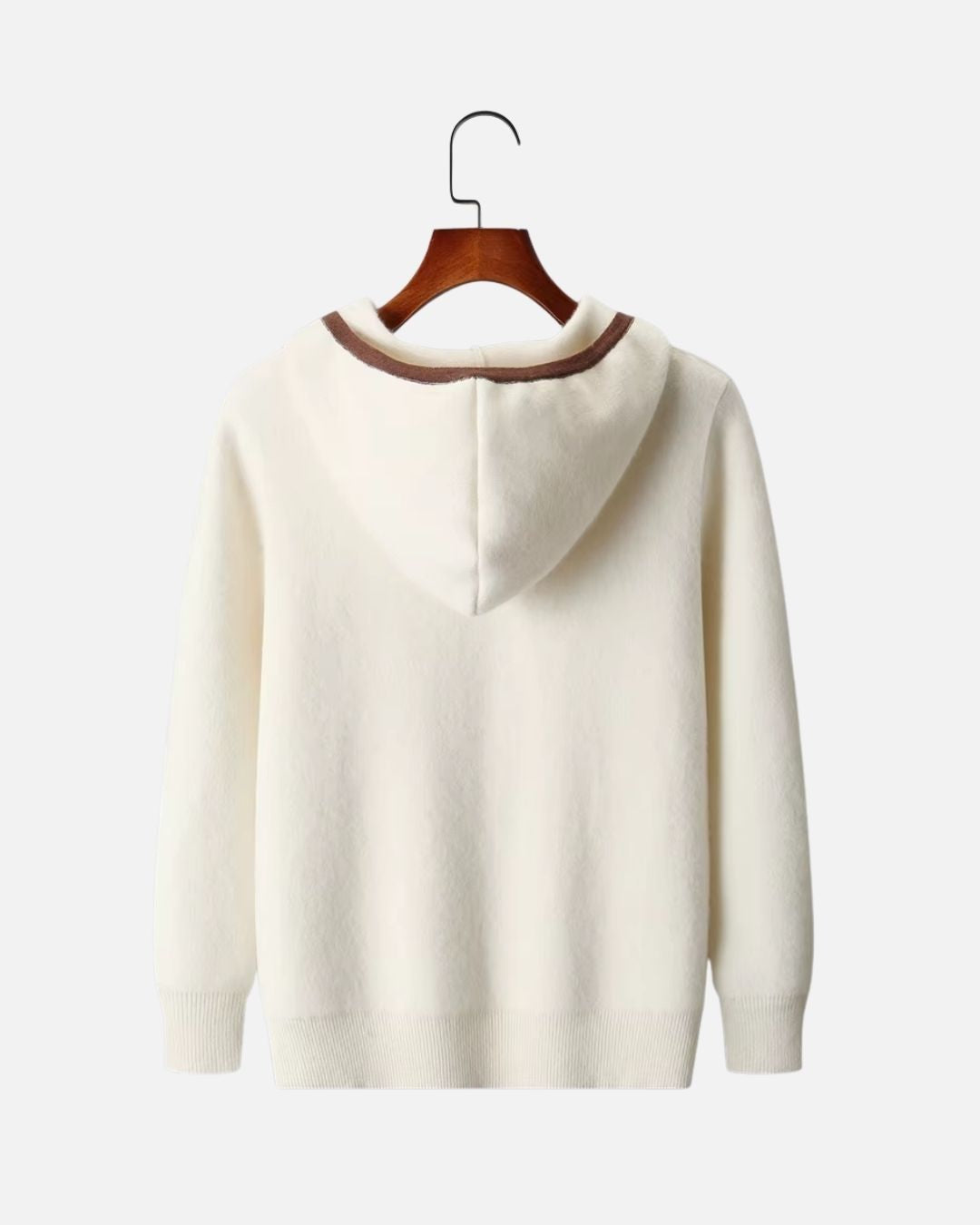 Cashmere Blend Full-Zip Hoodie Two-Tone - Ivory