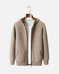 Cashmere Blend Full-Zip Hoodie Two-Tone - Mocha