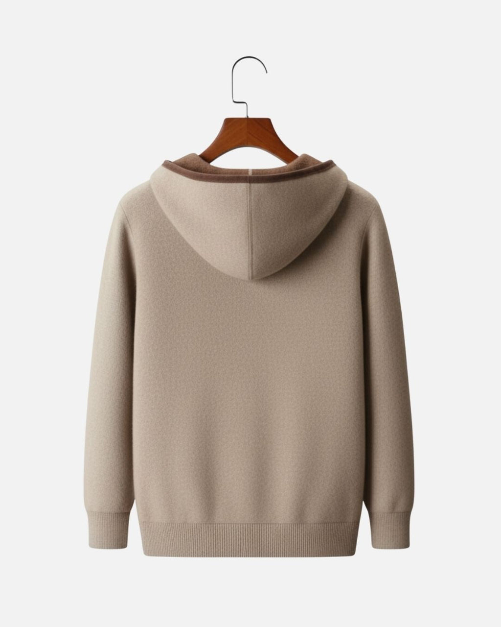 Cashmere Blend Full-Zip Hoodie Two-Tone - Mocha