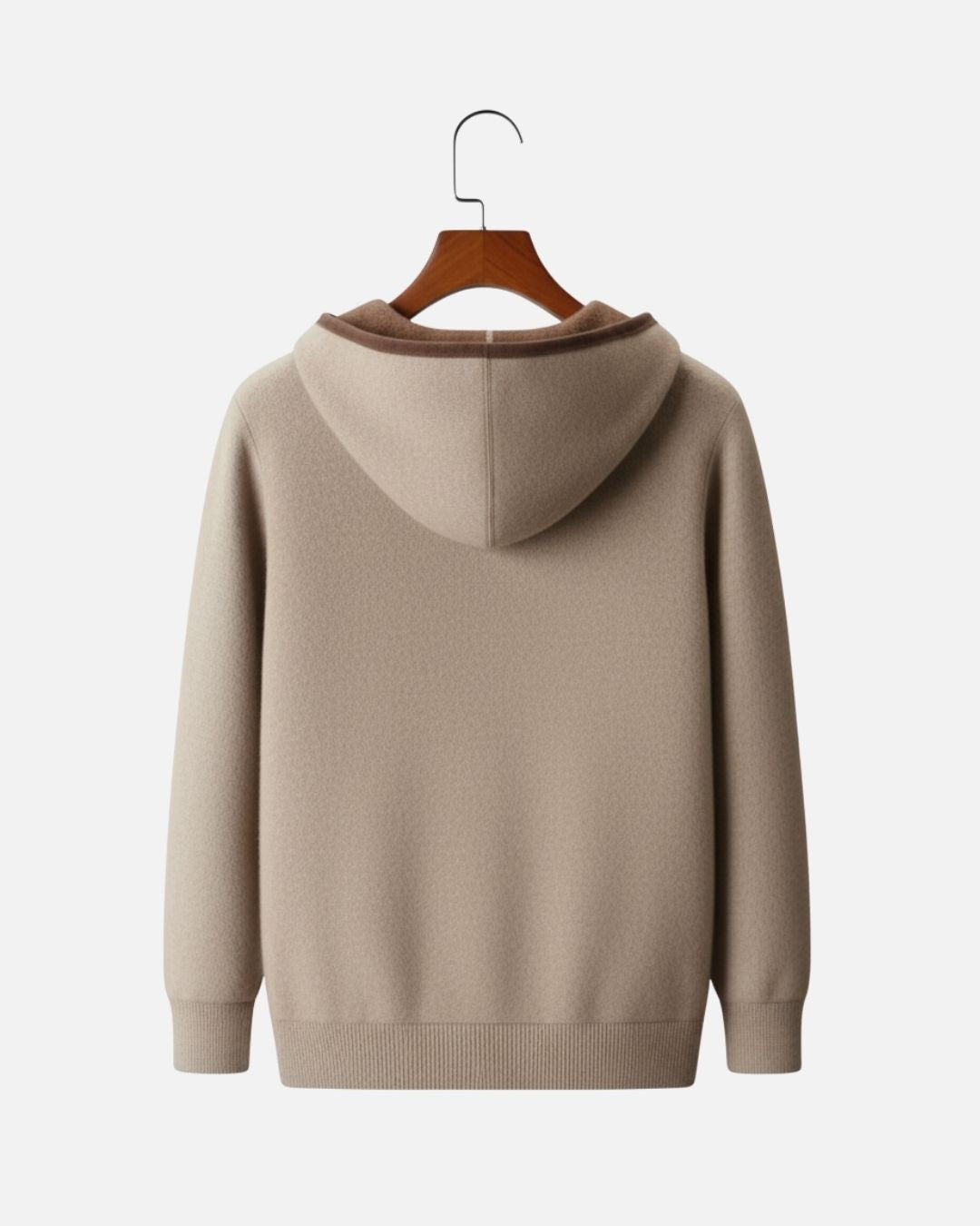 Cashmere Blend Full-Zip Hoodie Two-Tone - Mocha