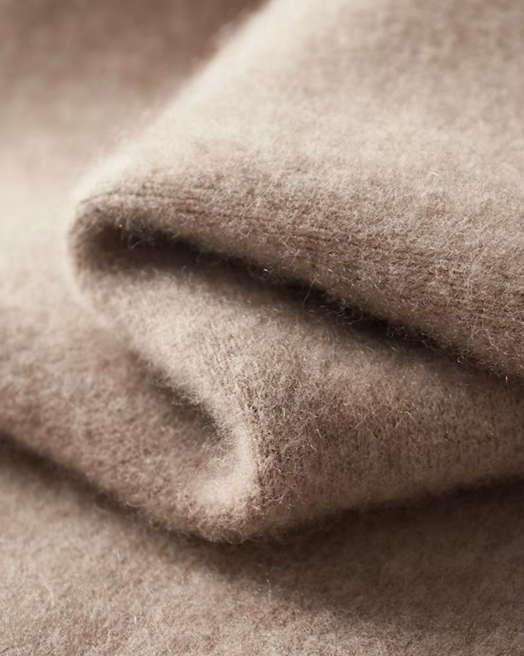 Cashmere Blend Two-Tone Hoodie - Mocha