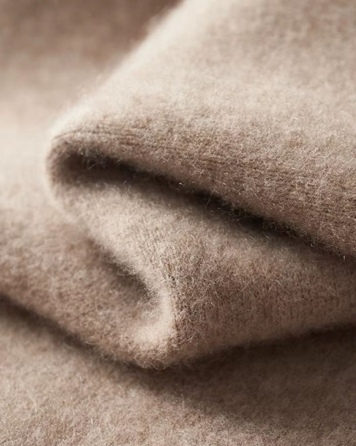 Cashmere Blend Two-Tone Hoodie - Mocha