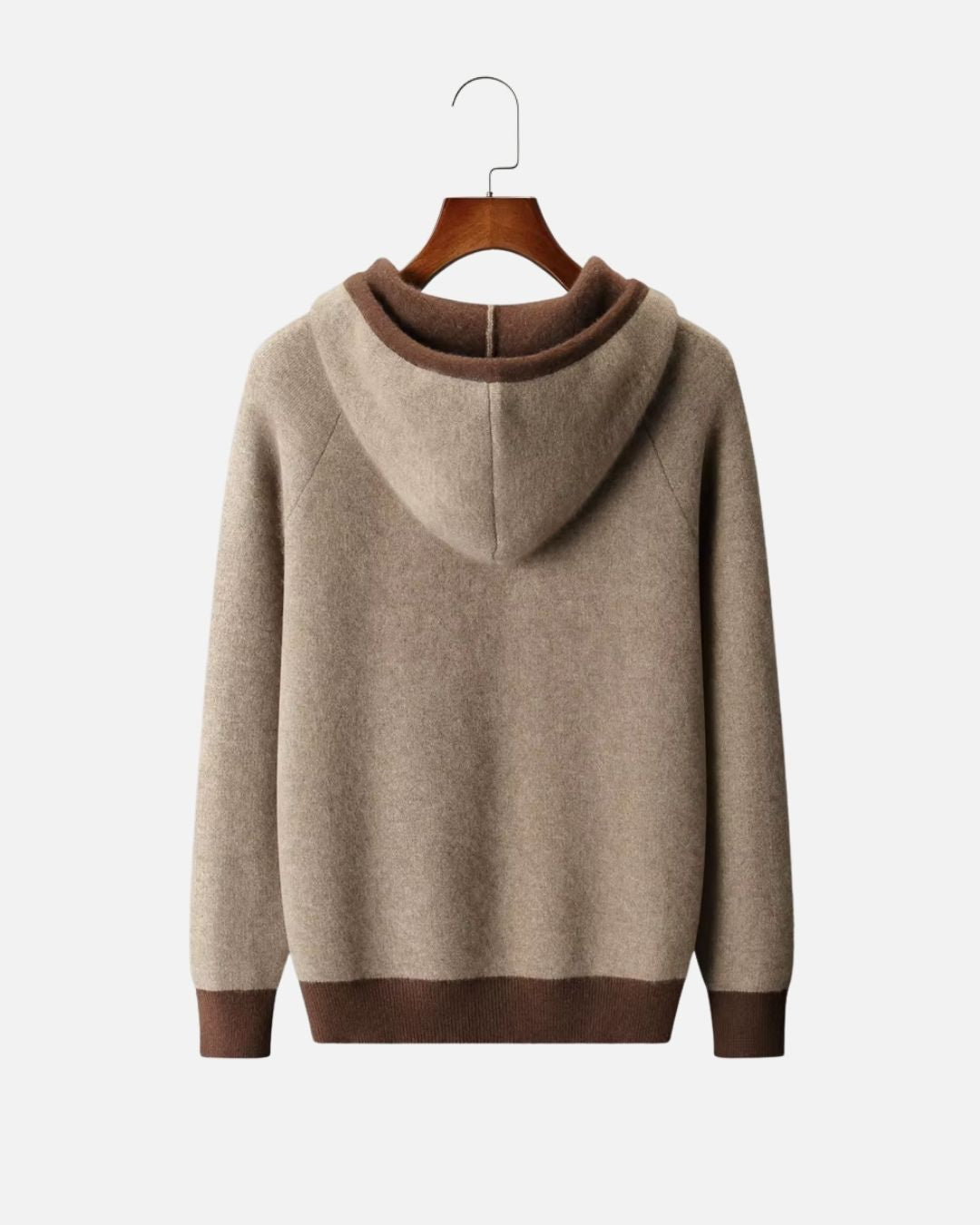 Cashmere Blend Two-Tone Hoodie - Mocha