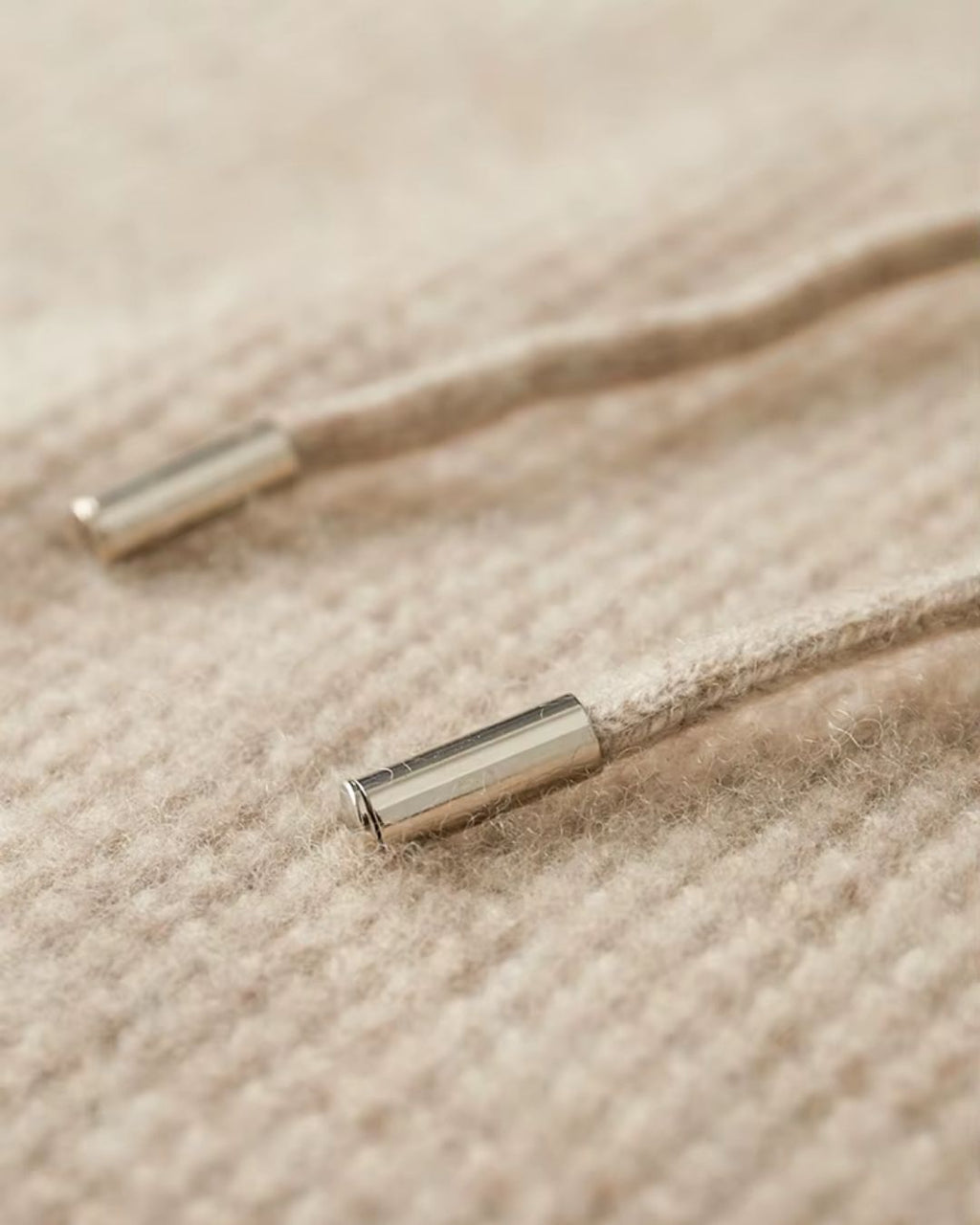 Cashmere Blend Waffle Knit Hoodie - Camel