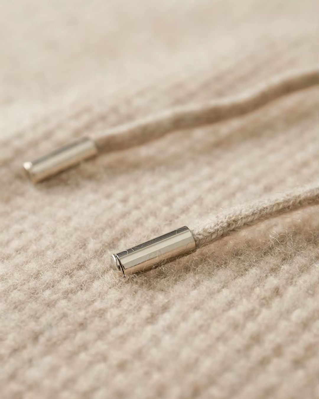 Cashmere Blend Waffle Knit Hoodie - Camel