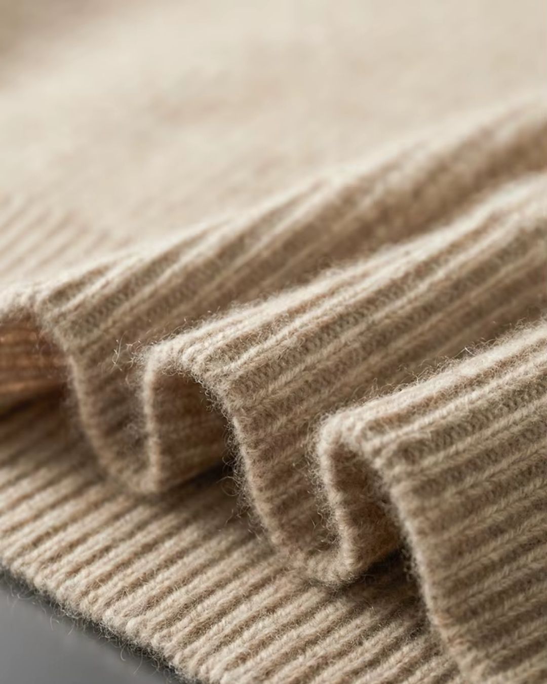 Cashmere Blend Waffle Knit Hoodie - Camel