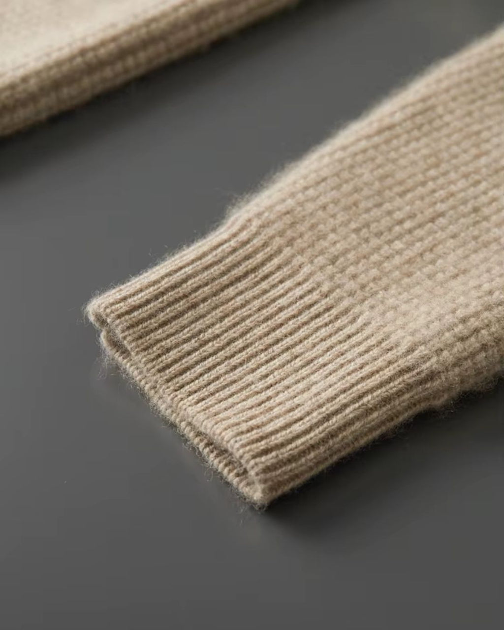 Cashmere Blend Waffle Knit Hoodie - Camel