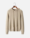 Cashmere Blend Waffle Knit Hoodie - Camel