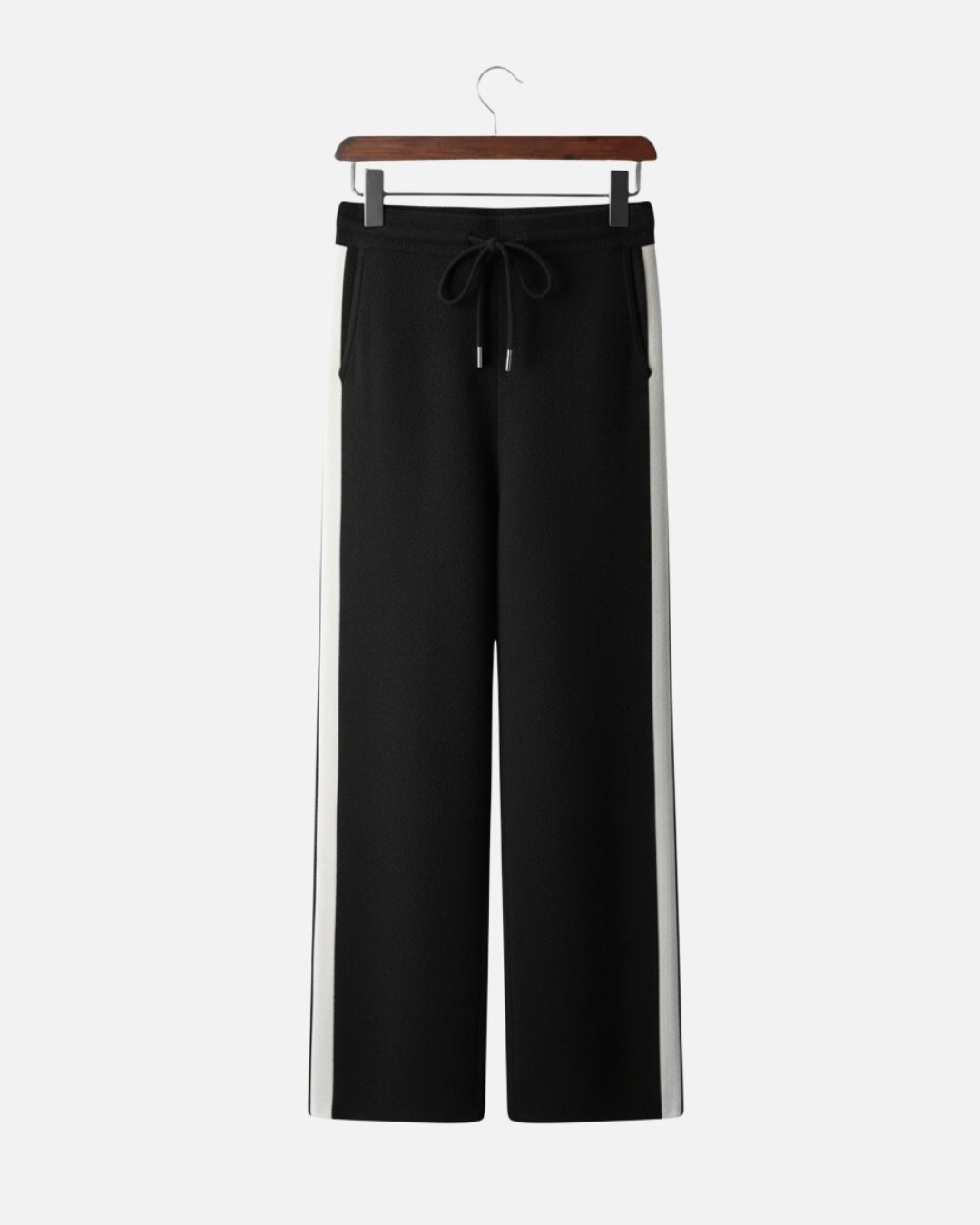 Merino Wool Comfort Pants Two Tone - Black